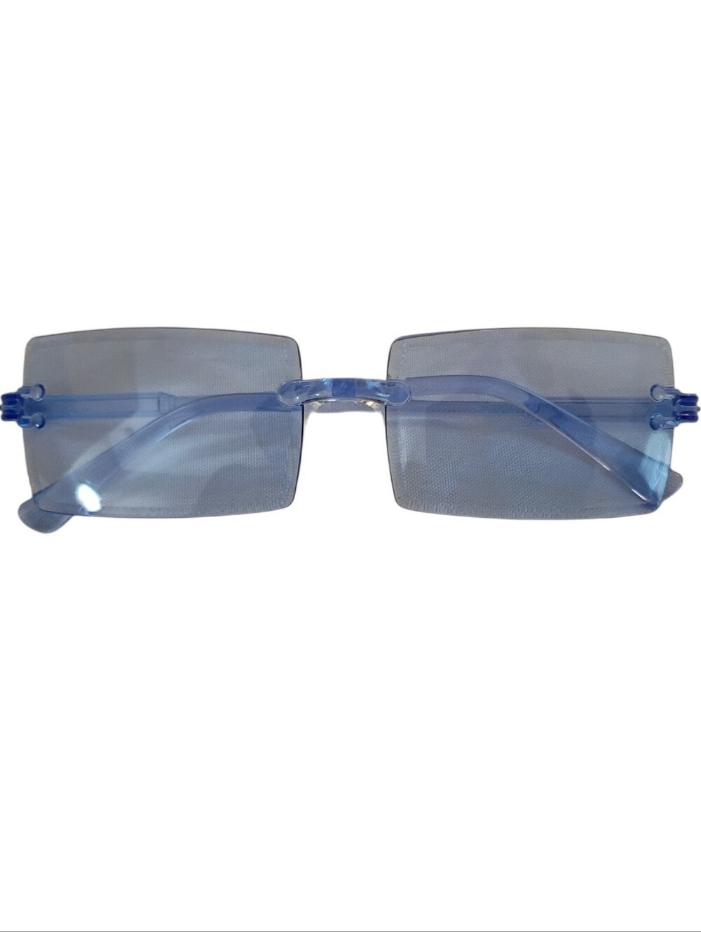 Blue Rimless Rectangular Sunglasses for Women